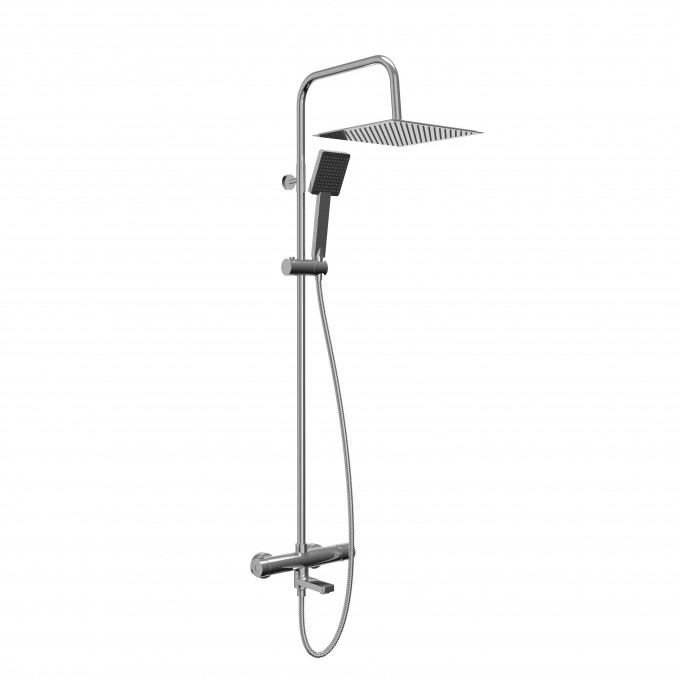 Baterija i usponski tuš sa izlivom COPEN NOOK hrom četvrtasti set