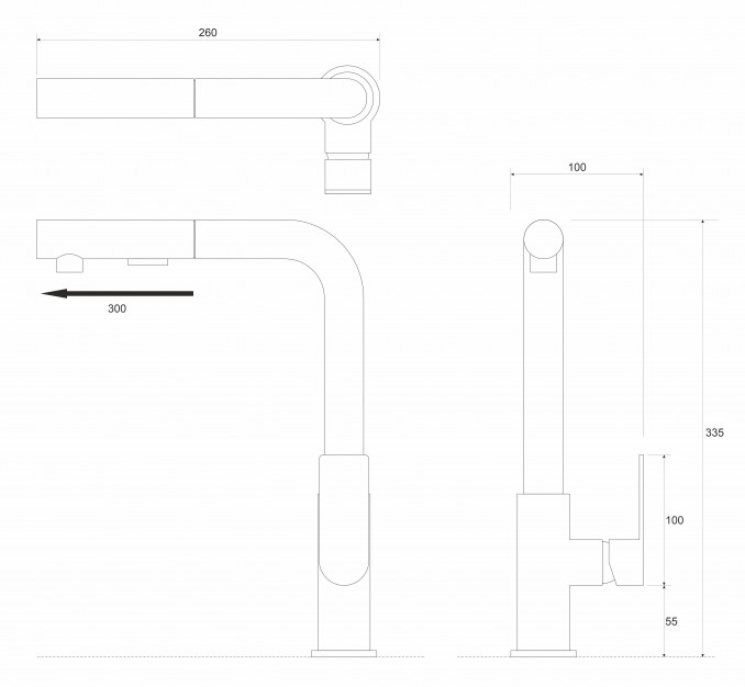 Baterija za sudoperu COPEN NOOK sa izvlačećim tušem 2F hrom