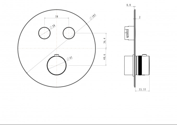 Maska termostatske baterije COPEN CoolTouch okrugla mat crna