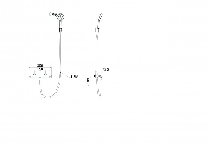Termostatska baterija za tuš COPEN CoolTouch sa tuš setom mat crna