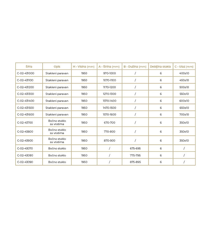 Tuš kabina ATLAS PRO 120x70cm staklo 6mm providno