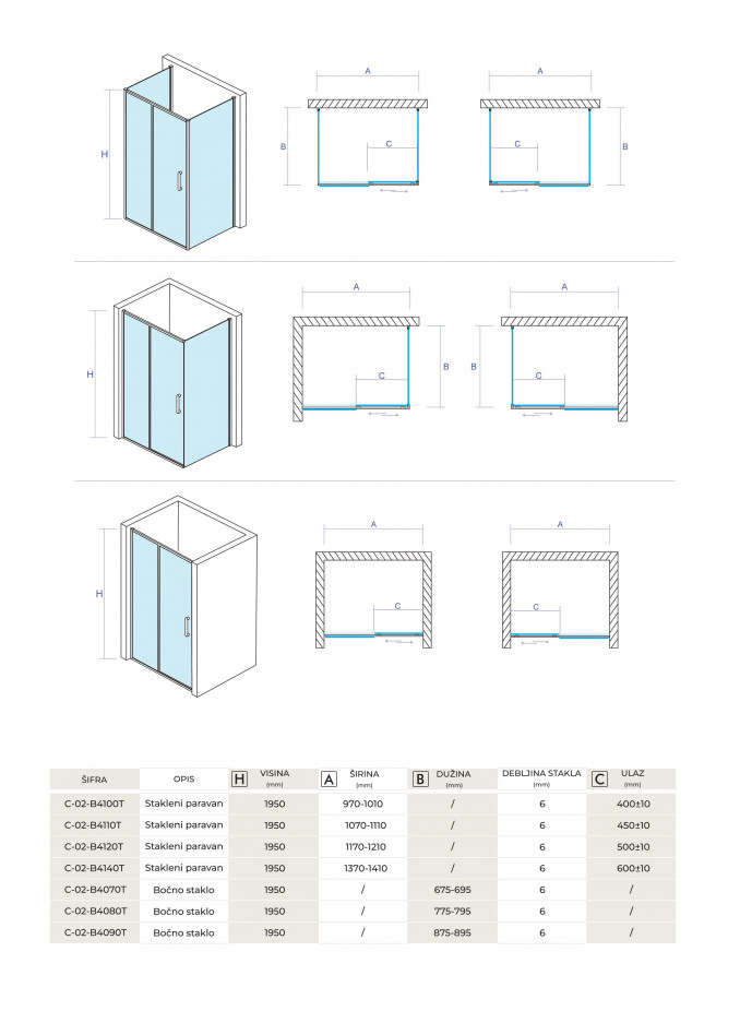 Tuš kabina COPEN ATLAS Black 120x80cm
